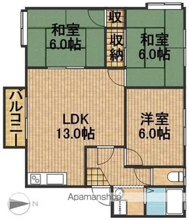 コリーナ蜆塚A【1階】の間取り