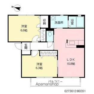 シャルマン ドミールB棟【2階】の間取り