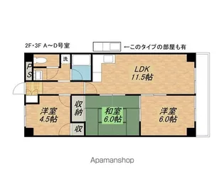 シャレー富士美台【3B号室】の間取り