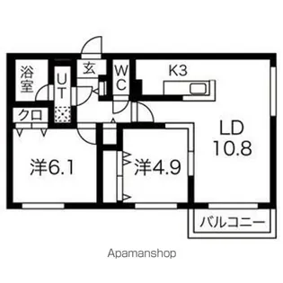 ブランシャール幌西【3階】の間取り