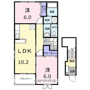2LDKの間取り画像