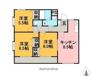 リトルウッズ鳩川【1階】の間取り