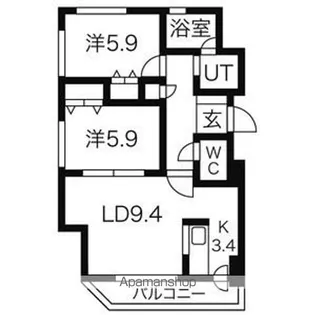 クレストパレス白石【6階】の間取り