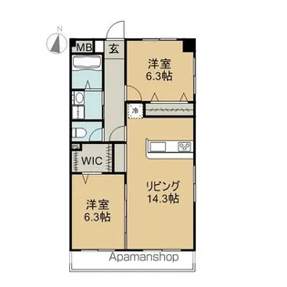 カサ・ブランカ【103号室】の間取り