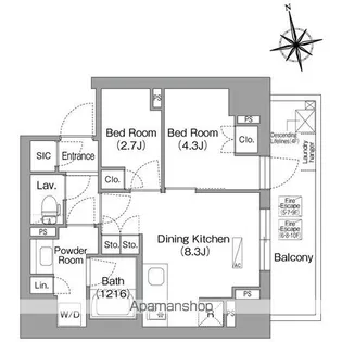 コンフォリア・リヴ門前仲町EAST【9階】の間取り