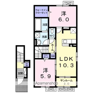 グランシャリオ千曲B【2階】の間取り