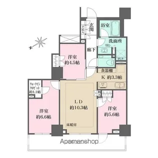 ザ・パークハウス三田ガーデン タワー棟【9階】の間取り