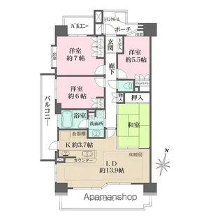 藤和シティホームズ本郷公園南【13階】の間取り