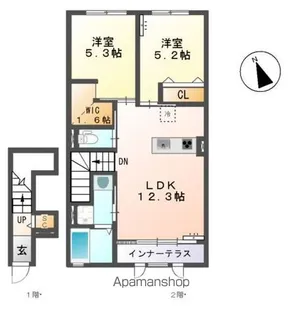 ユニヴァリィ ファイン・シャンブル【202号室】の間取り