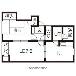 ユリハイツB【1階】の間取り