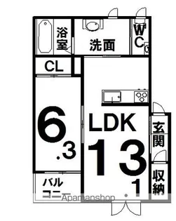 TOWN西17北1【202号室】の間取り