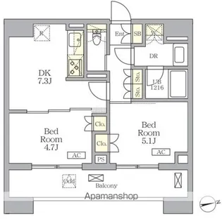 ザ・ライオンズフォーシア文京湯島【13階】の間取り
