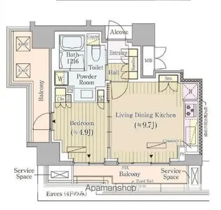 ジオ四谷荒木町【4階】の間取り