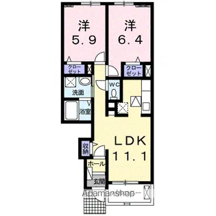 ヴィラ・マウントワン倉富【1階】の間取り