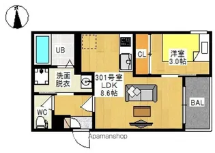 REGALEST 下伊福Ⅴ(レガリスト シモイフクファイブ)【301号室号室】の間取り