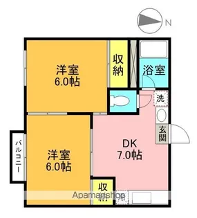 司コーポ C棟【203号室】の間取り