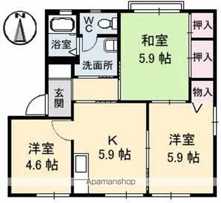 ヴィラ・ハピネス B棟【B203号室】の間取り
