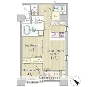 クレール日本橋【4階】の間取り