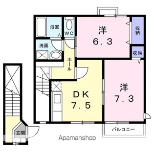 ユートピアヒラオ A【2階】の間取り