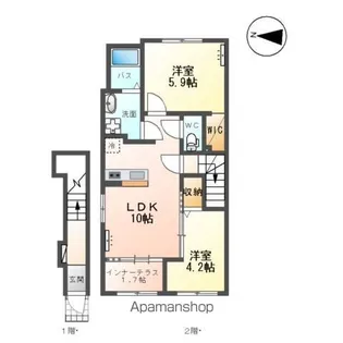 コンソラール【201号室】の間取り