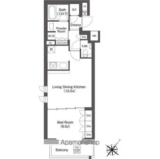 レフィールオーブ代々木【3階】の間取り