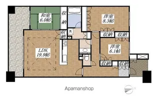 クリオレミントンヴィレッジ国立【6階】の間取り