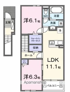 サンセールⅧ A【2階】の間取り