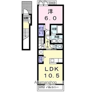 ベルメゾン カサガミ【202号室】の間取り