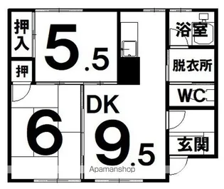 ハイツ宮崎【2号室】の間取り