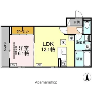 DーROOM小田原2丁目B【1階】の間取り