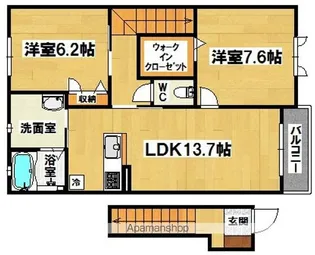セントリビエ北野田B棟【2階】の間取り