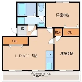 高洲マンション【305号室】の間取り