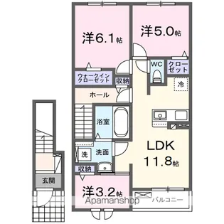 フェリチタカーサ Ⅱ【2階】の間取り