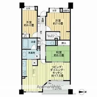 ライオンズマンション武蔵新城緑園の街壱番館【3階】の間取り