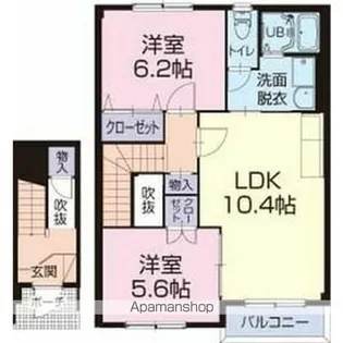 愛知県北名古屋市鹿田出町西【テラスハウス】の間取り