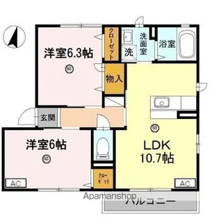 リブェール上野 A棟【2階】の間取り