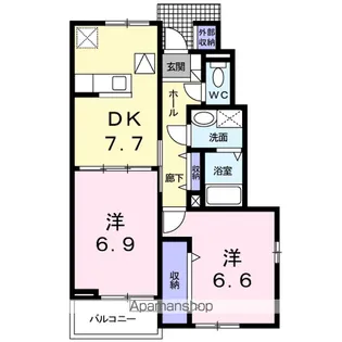 トゥー・ル・モンド【1階】の間取り
