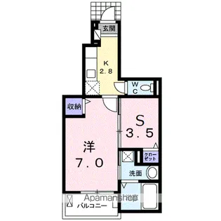 ベル リアン セカンドA【102号室】の間取り