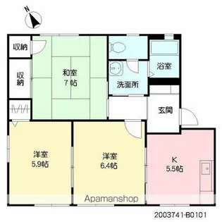 アイエス猪野 B棟【B101号室】の間取り