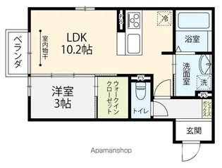 ポンパブランカⅥ B棟【B102号室】の間取り