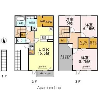 クレールシェノワ【2階】の間取り