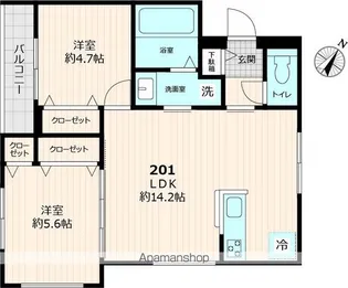 プリメイロ【201号室号室】の間取り