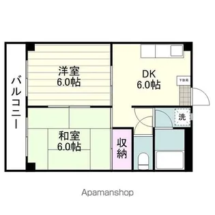 コーポ御船手【202号室】の間取り