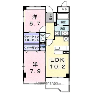 ヴィラ・ポワージュ【2階】の間取り