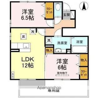 フルール ドゥ ウェスト A棟【A102号室】の間取り