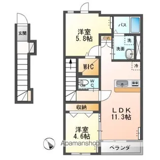 HERMANA(エルマーナ)Ⅵ【2階】の間取り