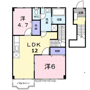 サン パティオB【2階】の間取り