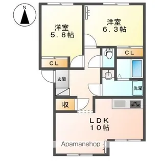 ビーハイヴ【102号室】の間取り