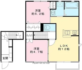 ブランドールB【202号室号室】の間取り