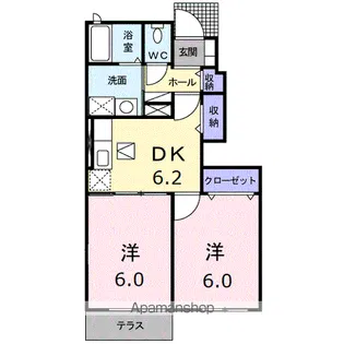 アベニュー・サイド B棟【1階】の間取り